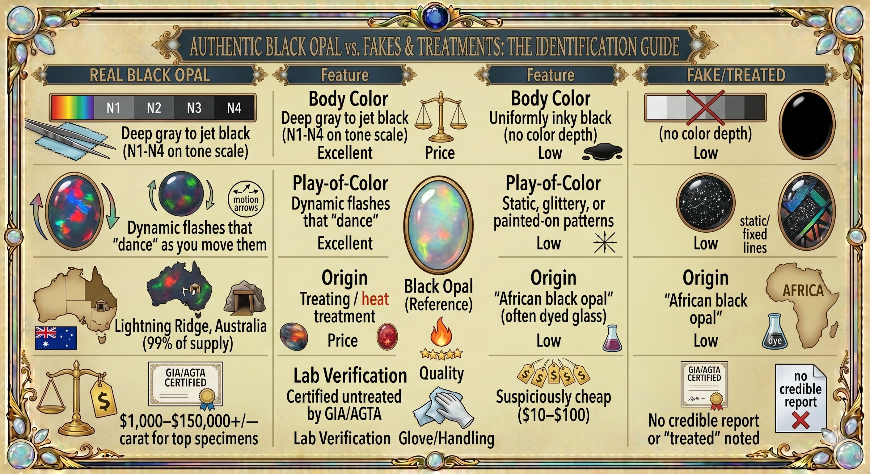 Spot Real vs. Fake Black Opals